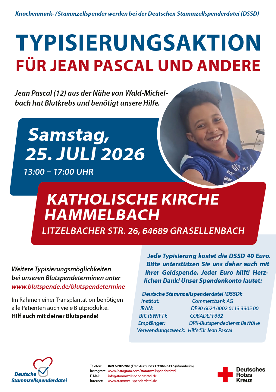 Typisierungsaktion für Jean Pascal am 25.07.2026 in Hammelbach